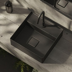 Cuba para Banheiro de Apoio Louça Quadrada Matte Black 35x35cm com Mesa Terra Roca