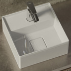 Cuba para Banheiro de Apoio Louça Quadrada Branca 30x30cm com Mesa Terra Roca