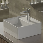 Cuba para Banheiro de Apoio Louça Quadrada Branca 30x30cm com Mesa Terra Roca