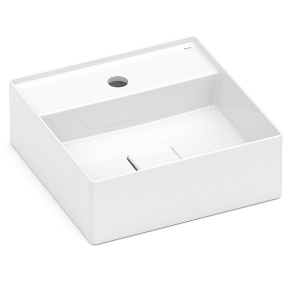 Cuba para Banheiro de Apoio Louça Quadrada Branca 35x35cm com Mesa Terra Roca