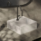 Cuba para Banheiro de Apoio Louça Quadrada Branca 35x35cm com Mesa Terra Roca