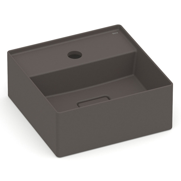 Cuba para Banheiro de Apoio Louça Quadrada Cafe 30x30cm com Mesa Terra Roca