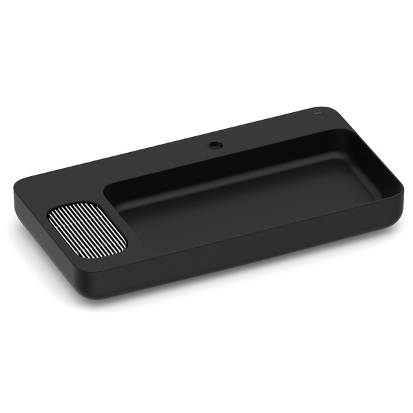 Cuba para Banheiro de Apoio Louça Retangular Matte Black 80x42cm com Mesa Infinity Roca