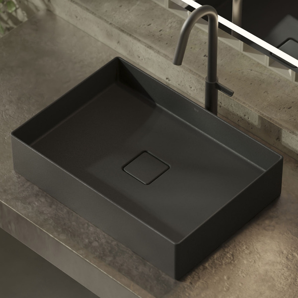 Cuba para Banheiro de Apoio Louça Retangular Matte Black 51x36cm