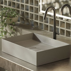 Cuba para Banheiro de Apoio Louça Retangular Stone 51x36cm Terra Roca