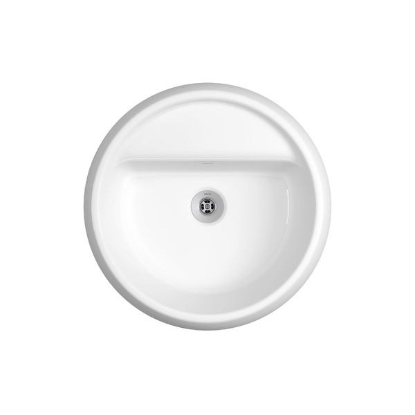 Cuba para Banheiro de Apoio Porcelana Redonda 40cm com Válvula e Deck Branca Bold Deca