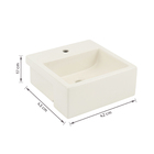 Cuba para Banheiro de Semi Encaixe Louça Quadrada Palha 42x43cm com Mesa Nancy Sensea