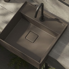 Cuba para Banheiro de Semi Encaixe Louça Quadrada Cafe 40x40cm com Mesa Terra Roca