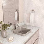 Cuba para Banheiro de Sobrepor Louça Quadrada Bege Fosca 30x30cm Slim Deca