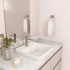 Cuba para Banheiro de Sobrepor Louça Quadrada Branca Fosca 39x40cm com Mesa Slim Deca