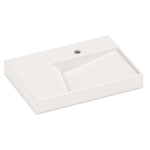 Cuba para Banheiro de Sobrepor Louça Retangular Beige 60X42cm com Mesa Horizon Roca