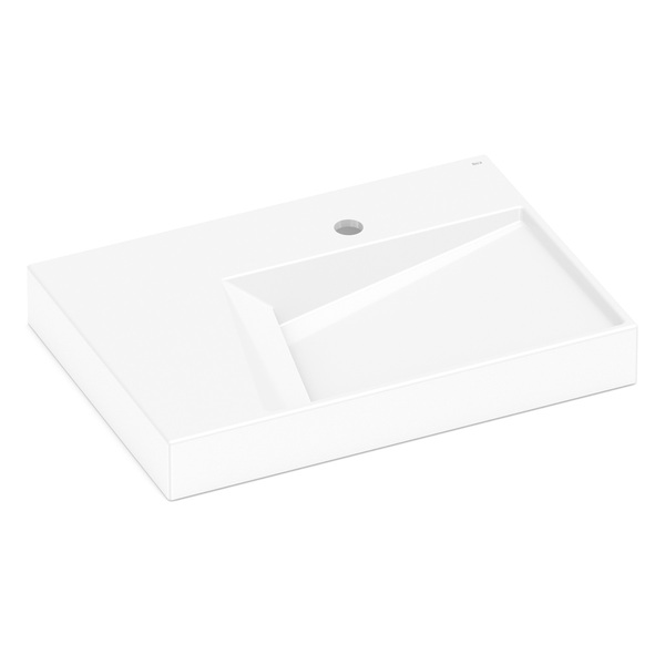 Cuba para Banheiro de Sobrepor Louça Retangular Branca Matte 60X42cm com Mesa Horizon Roca