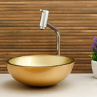 Cuba Para Banheiro De Vidro Redonda 30 Cm Dourado