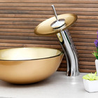 Cuba Para Banheiro De Vidro Redonda 30 Cm Dourado