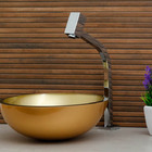 Cuba Para Banheiro De Vidro Redonda 30 Cm Dourado