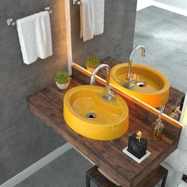 Cuba Para Banheiro Ov43w Oval Onix Compace Amarelo