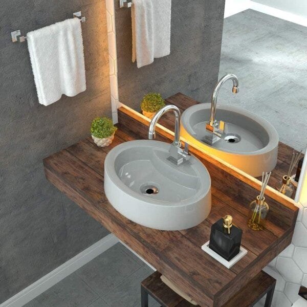 Cuba Para Banheiro Ov43w Oval Onix Compace Cinza