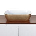 Cuba Para Banheiro Oval Textura Branco/dourado 45x31cm Mazzu