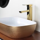 Cuba Para Banheiro Oval Textura Branco/dourado 45x31cm Mazzu