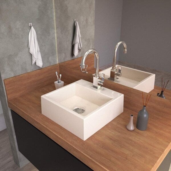 Cuba Para Banheiro Q355w Quadrada Compace Bege