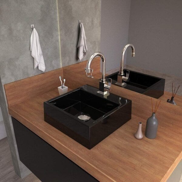 Cuba Para Banheiro Q355w Quadrada Compace Preto