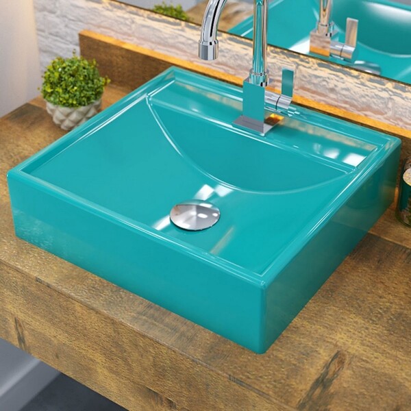 Cuba Para Banheiro Quadrada Turquesa Q39 - Compace