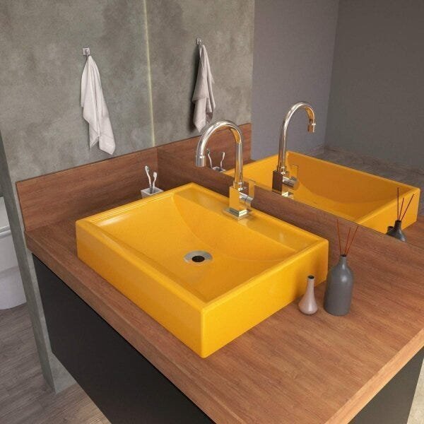 Cuba Para Banheiro Rt49w Retangular Compace Amarelo