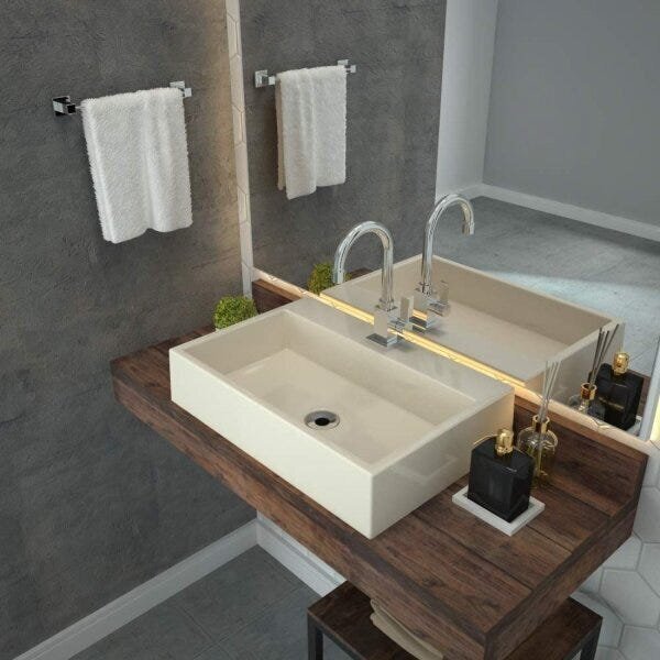 Cuba Para Banheiro Rt55w Retangular Florenza Compace Bege