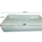 Cuba Para Banheiro Sobrepor Ceramica Branca Detalhe Dourado