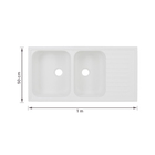 Cuba para Cozinha de Sobrepor Resina Dupla Branca Retangular 100x50x16cm Fosca Irmãos Corso