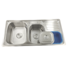 Cuba Para Cozinha Dupla Com Lixeira Georgia Aço Inox 100x48