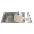 Cuba Para Cozinha Dupla Com Lixeira Georgia Aço Inox 100x48