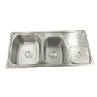 Cuba Para Cozinha Dupla Com Lixeira Georgia Aço Inox 100x48