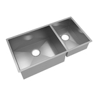 Cuba para Cozinha Dupla de Embutir 23/15x40x79,5cm Aço Inox 304 Escovado HandMade Mekal