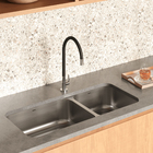 Cuba para Cozinha Dupla de Embutir 40x17x70cm Aço Inox 304 Escovado Mekal