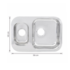Cuba para Cozinha Dupla de Embutir 56x40x15cm Aço Inox 304 Polido Premium GhePlus