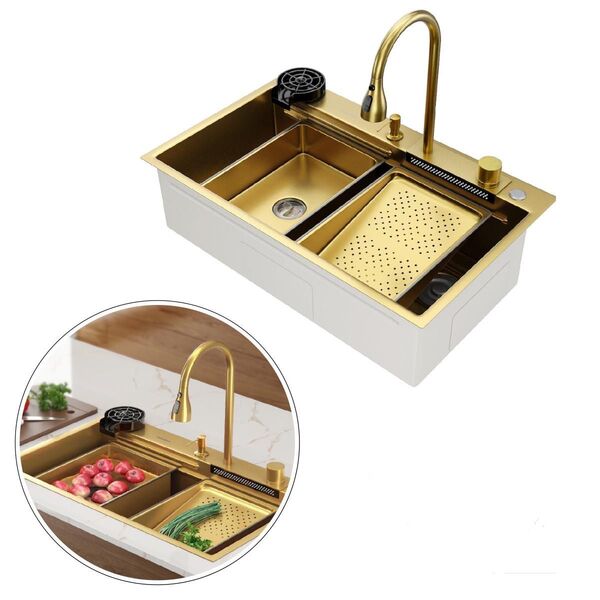 Cuba Para Cozinha Gourmet Miami Dourada Aço Inox 304 Goldenx