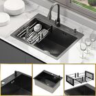 Cuba Para Cozinha Mônaco Quadrada Preto Aço Inox 304 Com Cest