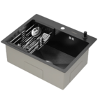 Cuba Para Cozinha Mônaco Quadrada Preto Aço Inox 304 Com Cest