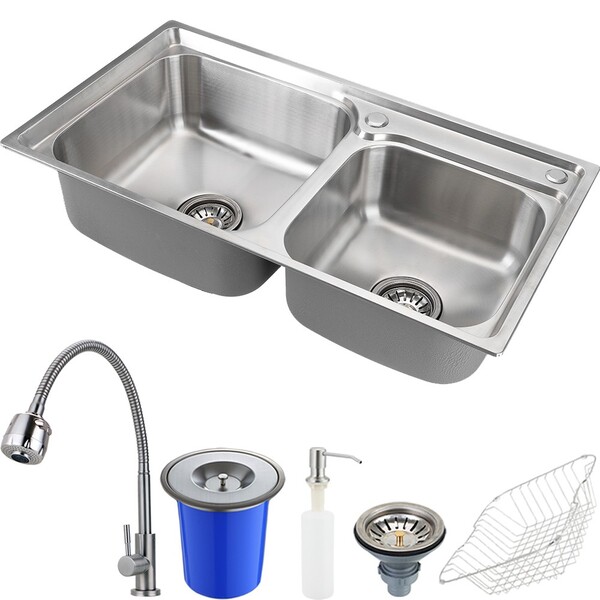 Cuba Para Cozinha Pia Dupla Com Acessórios E Lixeira Ticunas