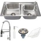 Cuba para cozinha pia dupla com acessórios Potiguara e Tornei