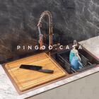 Cuba Para Cozinha Pia Dupla Em Aço Inox Com Acessórios E Tábu