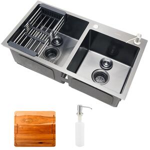 Foto de Cuba Para Cozinha Pia Dupla Em Aço Inox Com Acessórios E Tábu