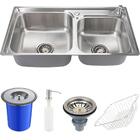 Cuba Para Cozinha Pia Dupla Gourmet Inox Potiguara Com Lixeir