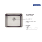 Cuba para Cozinha Simples de Embutir 20,5x40x50cm Aço Inox 304 Escovado Prime Tramontina