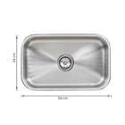 Cuba para Cozinha Simples de Embutir ou Sobrepor 33x17x56cm Aço Inox 304 Escovado Mekal