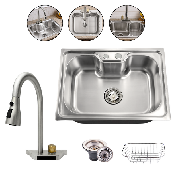 Cuba Para Pia Cozinha Gourmet Aço Inox 60x42cm Com Torneira C