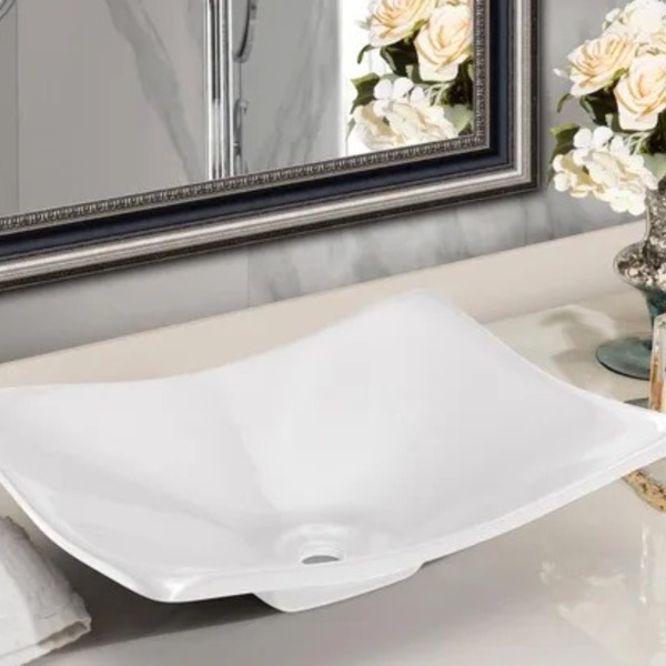 Cuba Para Pia De Sobrepor Em Mármore Sintético Topaz-branco