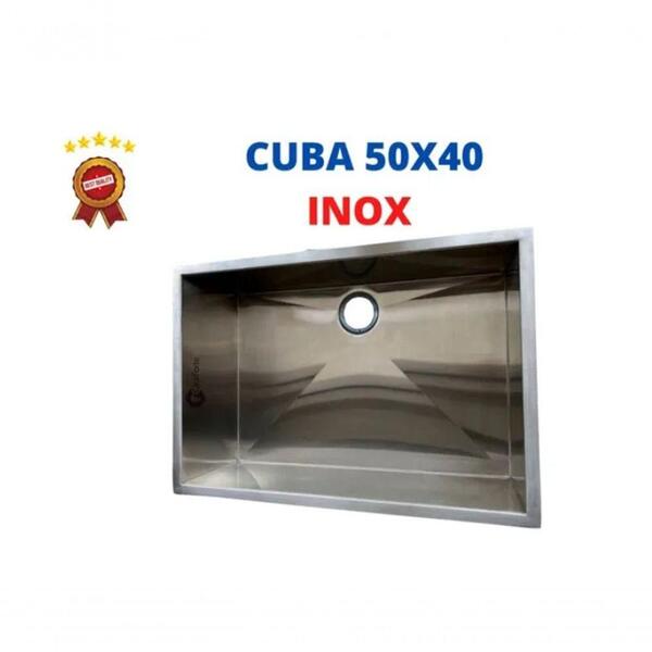Cuba Pia Aço Inox Gourmet Ajb Cozinha Com Valvula 50x40cm