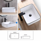 Cuba Pia Banheiro Cerâmica Branca Sobrepor Retangular 48x37cm